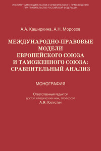 Международно-правовые модели Европейского Союза и Таможенного союза: сравнительный анализ - Андрей Николаевич Морозов, Анна Анатольевна Каширкина